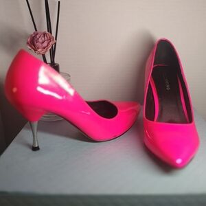 Call It Spring Women's Hot Pink Patent Silver Heels